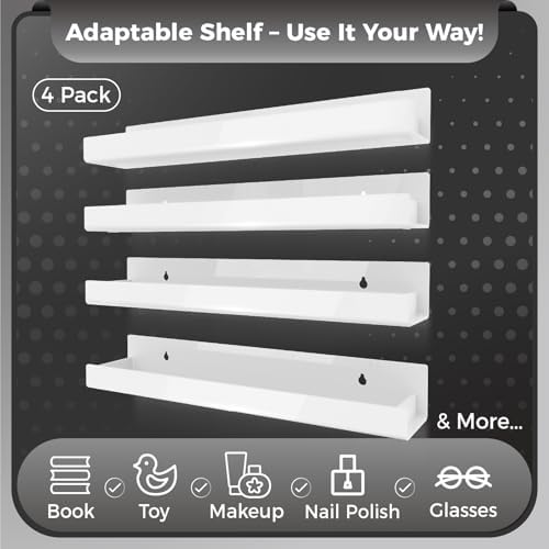 4 Pack 15 Inch White Acrylic Floating Shelves