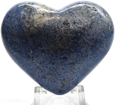 52mm Blue Dumortierite Carved Heart with Quartz Inclusions