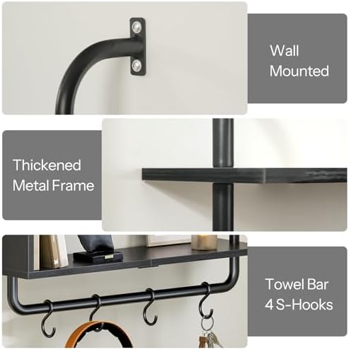HOOBRO Floating Shelves with LED Lights 3-Tier