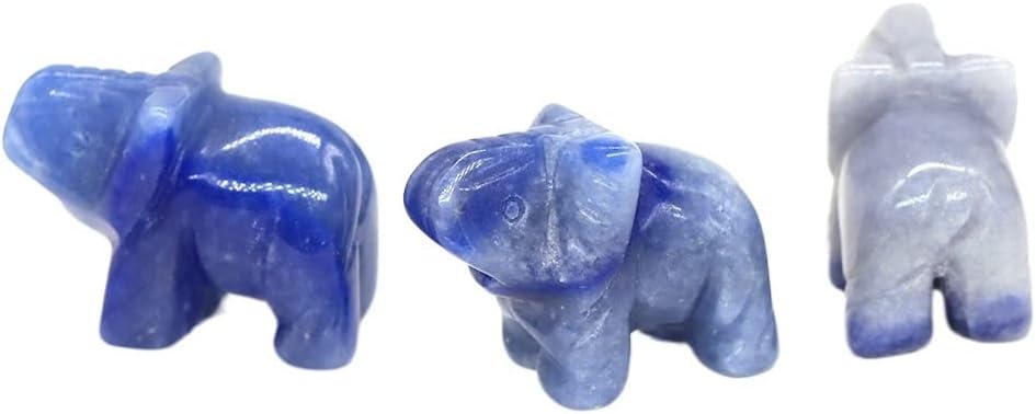 1 Inch Blue Aventurine Elephant Stone Decor Figurine Set