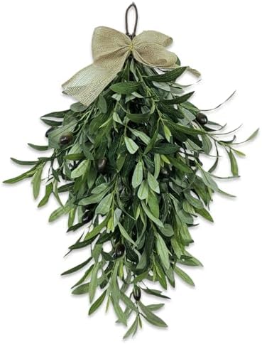 24 Inch Artificial Teardrop Olive Wreath Pendant