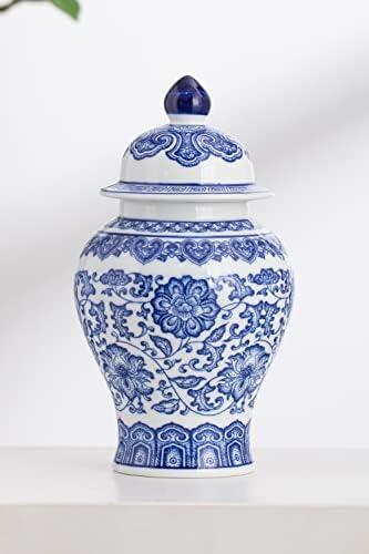 KuJaRen Blue and White Ginger Jar 98 Inch Ceramic Vase