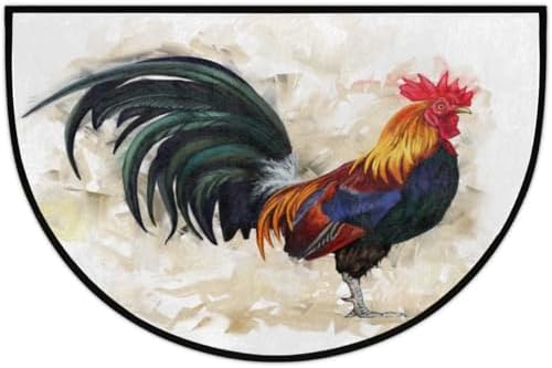 Aglebo Half Round Door Mat Rooster Welcome Mat