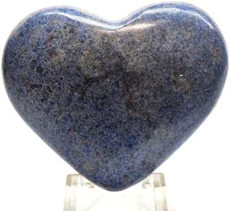 52mm Blue Dumortierite Carved Heart with Quartz Inclusions