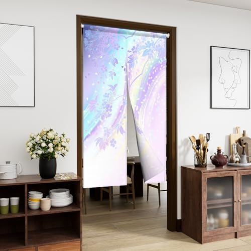 Leowefowa Cherry Blossom Double Sided Curtain for Doors and Windows