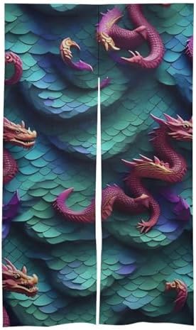 3D Magical Dragon Scales Door Cover Curtain 57x17 Inch