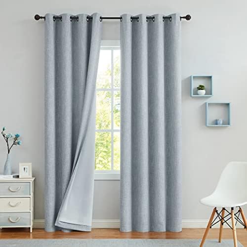 Blue Solid Blackout Curtain with Liner 50 x 108 2 Panels