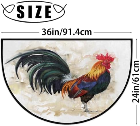 Aglebo Half Round Door Mat Rooster Welcome Mat