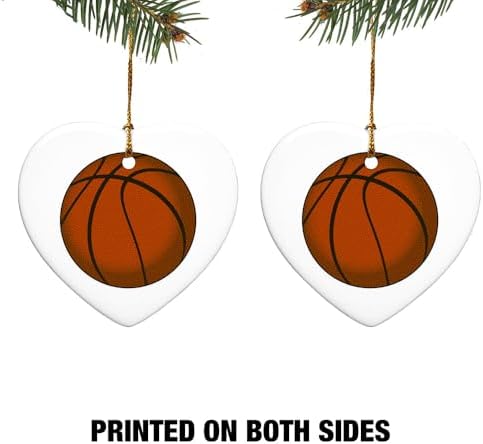 Graphics More Basketball Heart-Shaped Porcelain Christmas Ornament