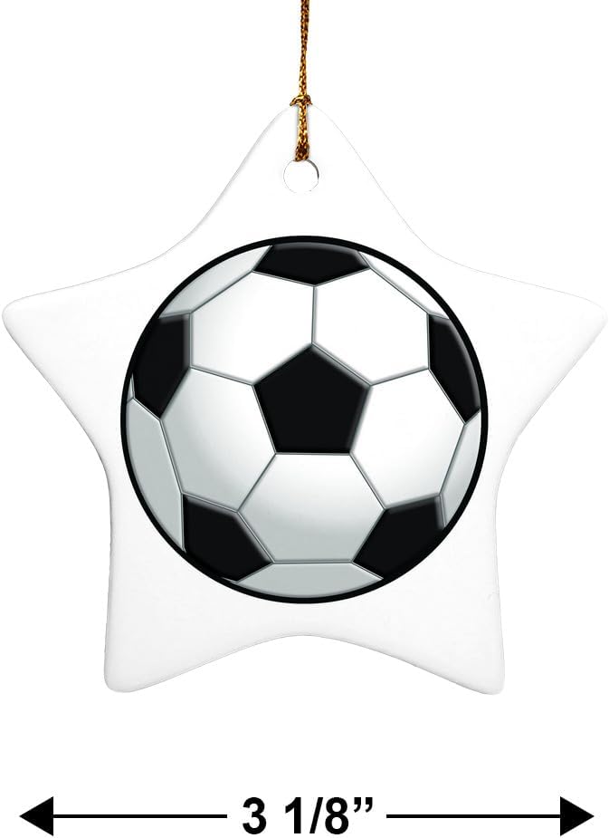 Graphics More Soccer Ball Football Star-Shaped Porcelain Christmas Ornament
