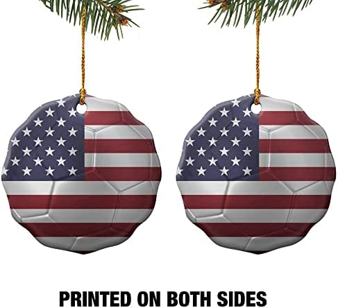 GRAPHICS MORE USA Flag Soccer Ball Porcelain Ornament