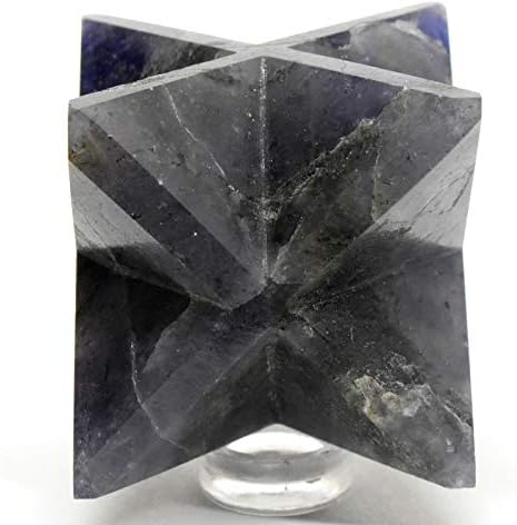 25 Inch Blue Iolite 8 Point Merkaba Star with Clear Quartz Cabochon