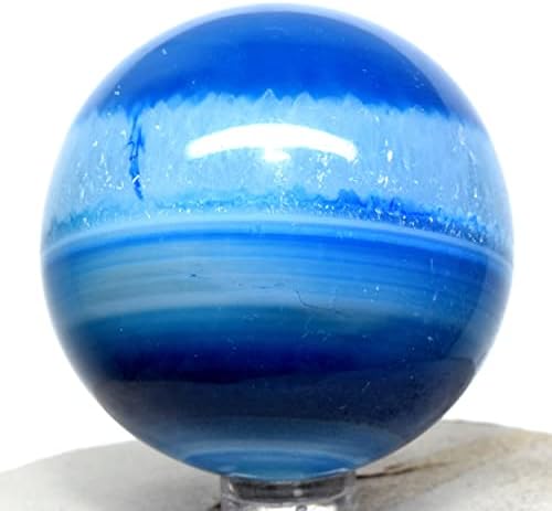 55mm Dyed White Blue Agate Sphere with Stand