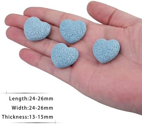SUNYIK Lava Rock Puffy Heart Stones Pack of 10 Blue