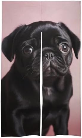 Cute Black Pug Door Cover Curtain 57x17 Inches