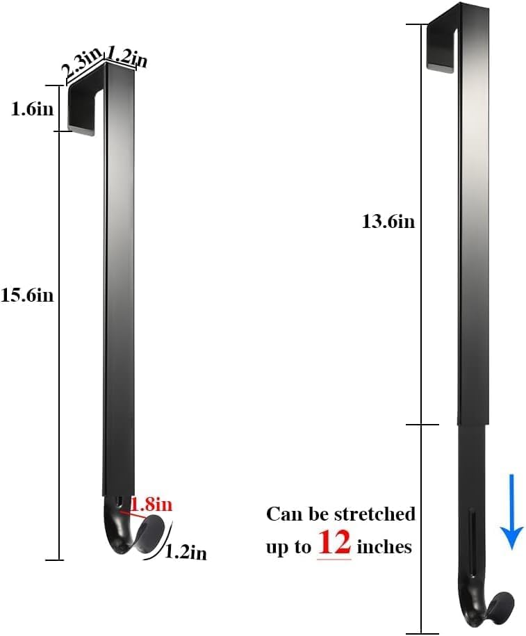 Adjustable Wreath Hanger Hook 20LB Heavy Duty Black 1pc