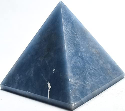 Blue Angelite Pyramid 21 Natural with Clear Quartz Cabochon