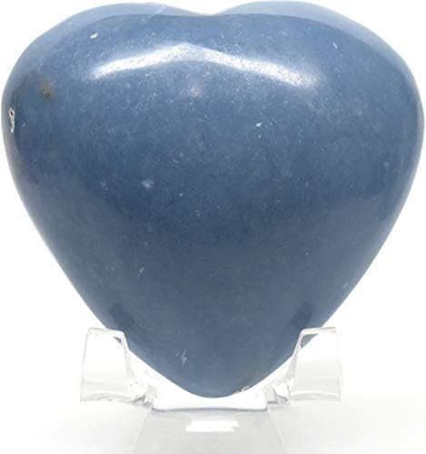 26 Blue Angelite Heart with Stand - Peru