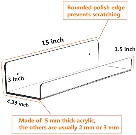 CY Craft Clear Acrylic Floating Shelves Set of 4