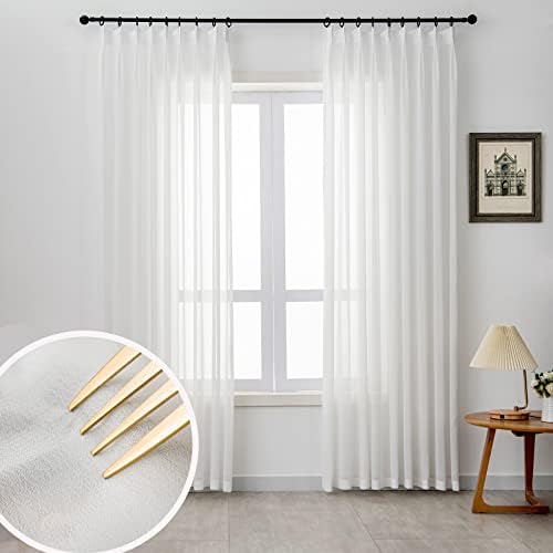 Lugotal Off White Sheer Curtain Panel 96 Inches Long