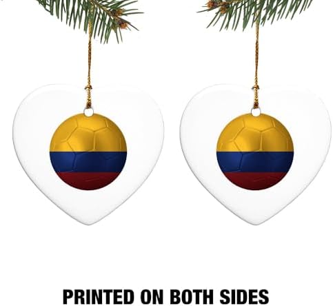 GRAPHICS MORE Colombia Flag Soccer Ball Heart-Shaped Porcelain Christmas Ornament - 28