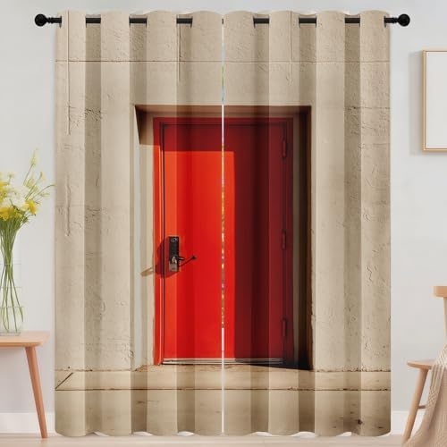 Concrete Frame Doorway Curtains 108 Inches Long 2 Panels Set