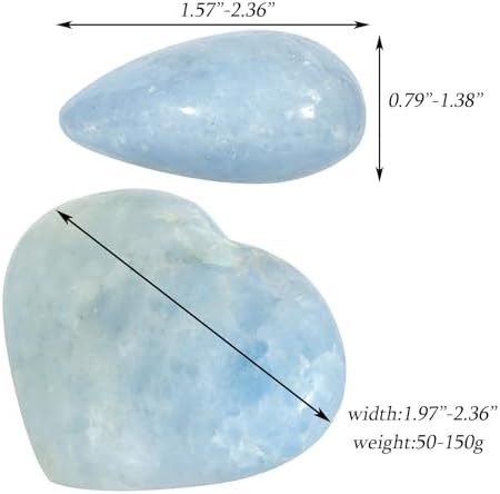SUNYIK Natural Blue Celestite Worry Stone Heart Shape 50-60mm