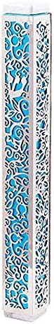 Anodized Aluminum Mezuzah Case with Pomegranates and Flowers Made in Israel