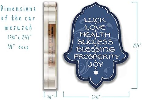 YourHolyLandStore CAR MEZUZAH with Travelers Protection Scroll - Hamsa - 7 Blessings 1