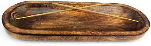 Dinil Incense Burner Holder - 11 Inch Natural Wood Ash Tray