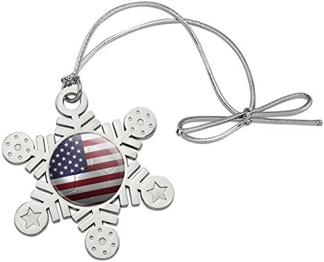 Graphics More USA Flag Soccer Ball Metal Snowflake Ornament