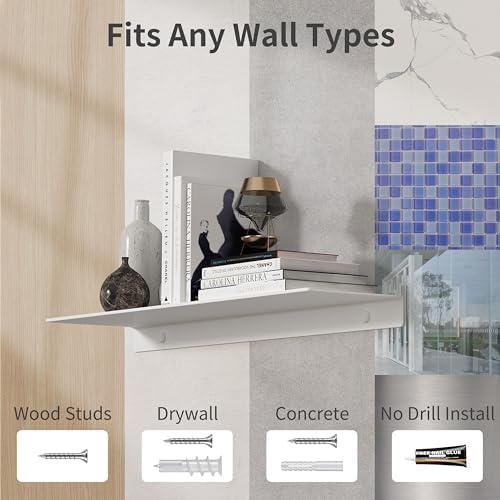 Danpoo Matte White Floating Wall Shelf - 20 Inch