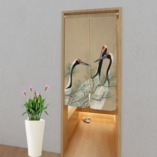 Japanese Style Crane Pine Print Door Curtain 34x60