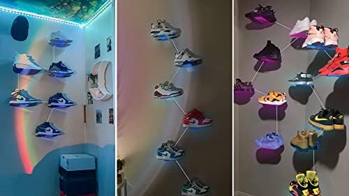 OAPRIRE Floating Shoe Display Shelf Set of 6 with Lights Clear