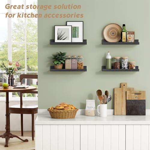 Forbena Black Floating Shelves Set of 4 Wall Mounted