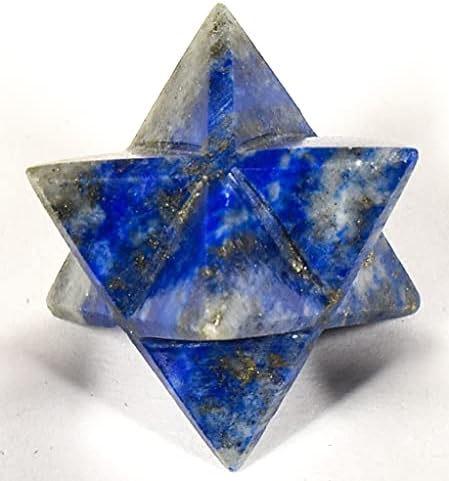 32mm Rich Blue Lapis Lazuli with Golden Iron Pyrite 8 Point Merkaba Star