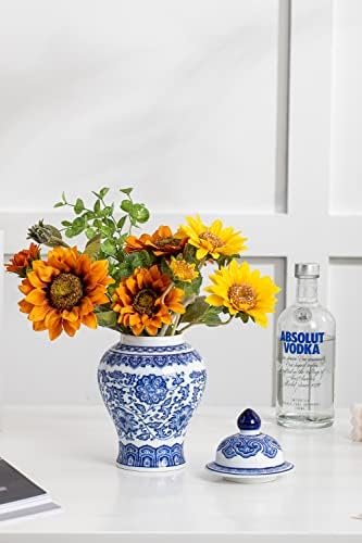 KuJaRen Blue and White Ginger Jar 98 Inch Ceramic Vase