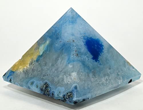 70mm Dyed Blue Agate Pyramid with Clear Quartz Pebble