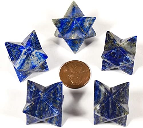 32mm Rich Blue Lapis Lazuli with Golden Iron Pyrite 8 Point Merkaba Star