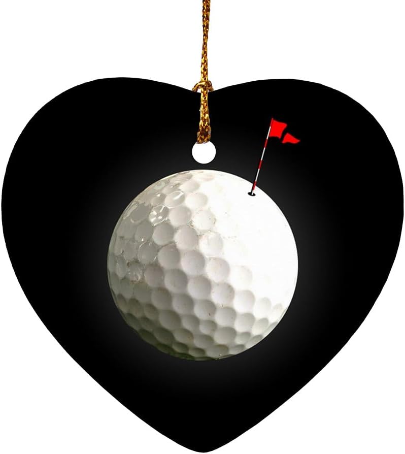 GRAPHICS MORE Heart-Shaped Golf Ball Moon Flag Christmas Ornament - 28 Inch