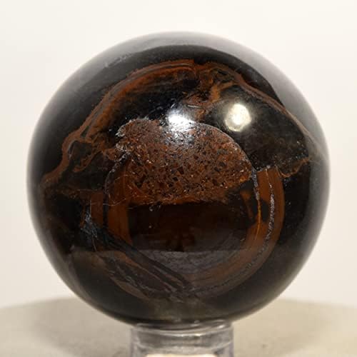 46mm Blue Yellow Tiger Eye Crystal Sphere with Stand