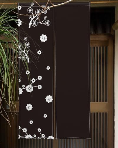 Japanese Noren Door Curtain with Cartoon Flower Pattern