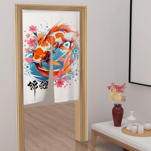 Japanese Noren Door Curtain with Koi Fish Design 1