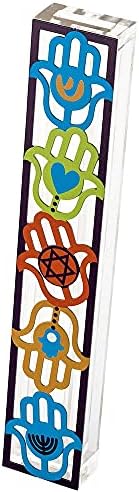 Modern Jewish Mezuzah Case with Hamsa Hands Handmade in Israel