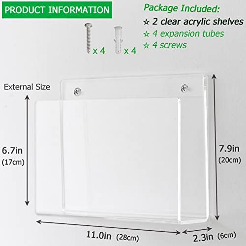 2 Pcs Wall Mount Clear Acrylic Magazine Holder