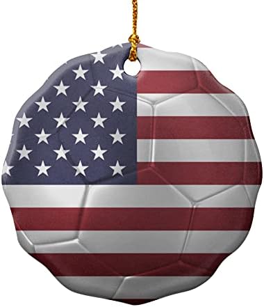 GRAPHICS MORE USA Flag Soccer Ball Porcelain Ornament