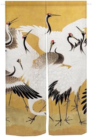 Japanese Style Cranes Printed Door Curtain Panel 34x60