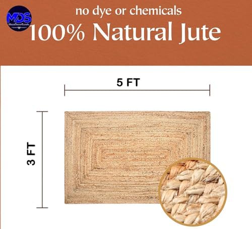 MDS Handwoven Braided Jute Area Rug 3x5 Feet