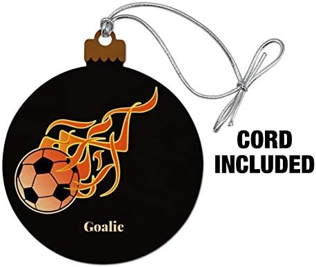 Personalized Custom Flaming Hot Soccer Ball Wood Christmas Ornament