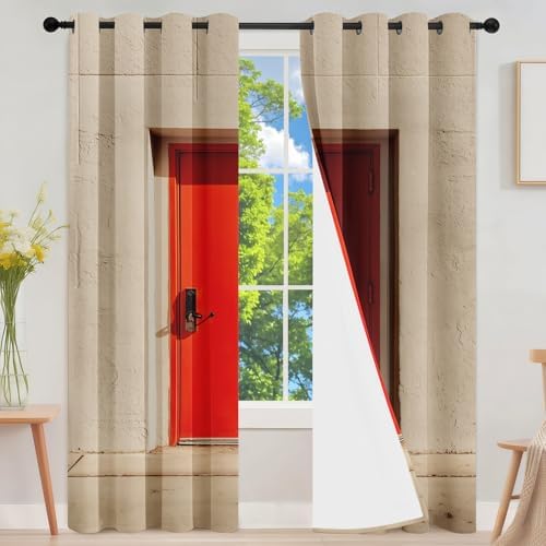 Concrete Frame Doorway Curtains 108 Inches Long 2 Panels Set